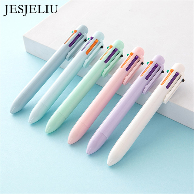 6 Colors Ballpoint Pen Press Gel Pens 0.5mm School Office Supplies Student  Kawaii Stationery Multicolored